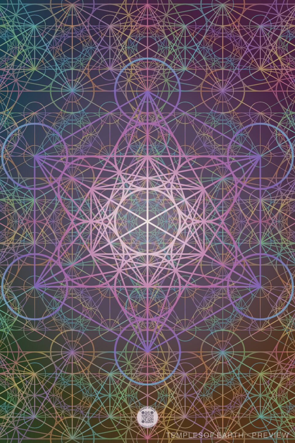Reverie print: lilac and violet lines drifting through a dusk-purple haze